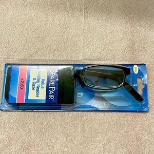 Spare Pair Folding Reading Glasses And Case + 2.50